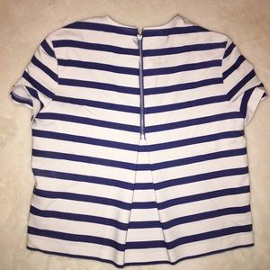 Blue White stripped Zara Blouse Zipper Back